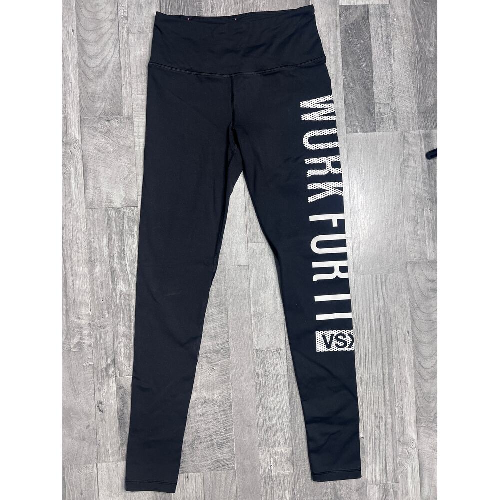 Victoria’s Secret VSX Sport Leggings Women XS Black Graphic Logo High Waist